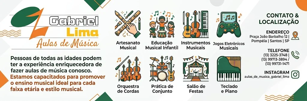 Escola de Música Gabriel Lima - Aulas de música em Santos SP - Piano, teclado, orquestra, educação infantil